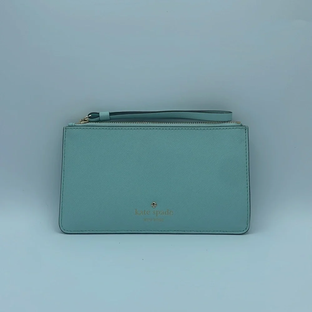 Kate Spade Leather Wristlet Wallet Teal Like New - Picture 3 of 6
